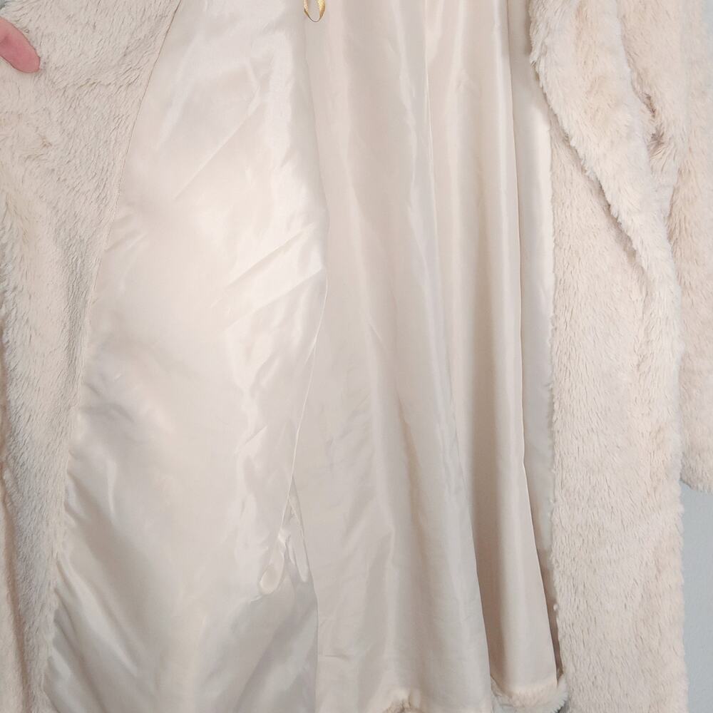 Democracy Faux Fur Coat Cream Teddy Size XL Street Luxe Winter Glam - Picture 7 of 10
